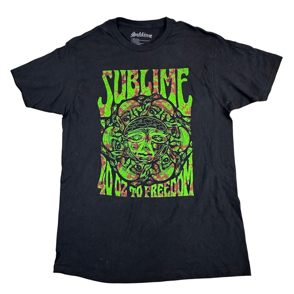 Sublime 40 Oz To Freedom Band T-Shirt Mens Large Black Neon Green Graphic Tee